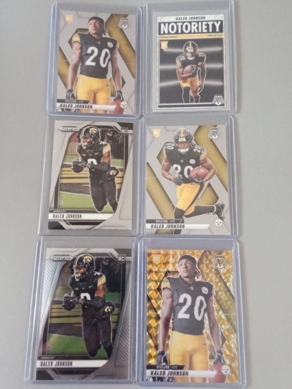 6 Card Kaleb Johnson Rc Lot (Steelers).